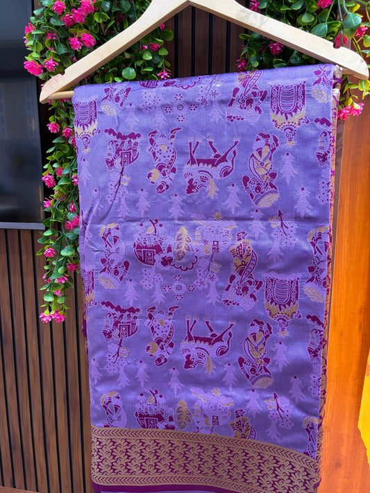 Kanjivaram Silk Saree – Purple & Magenta