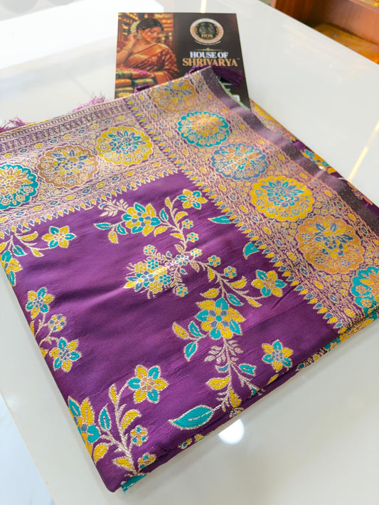Kimora Position Silk Saree – Violet