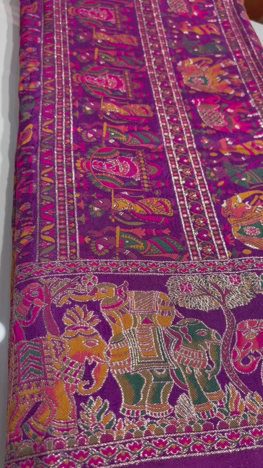 HOS Pashmina Style Silk Saree – Violet