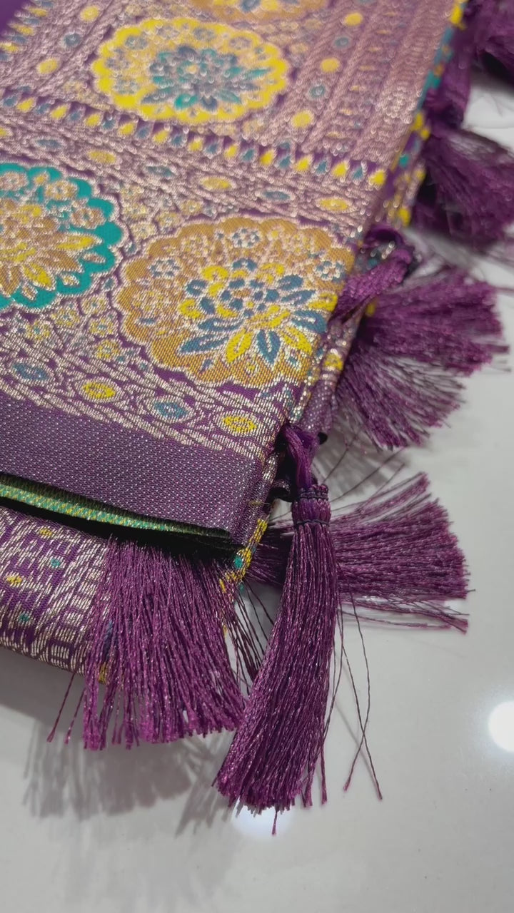 Kimora Position Silk Saree – Violet