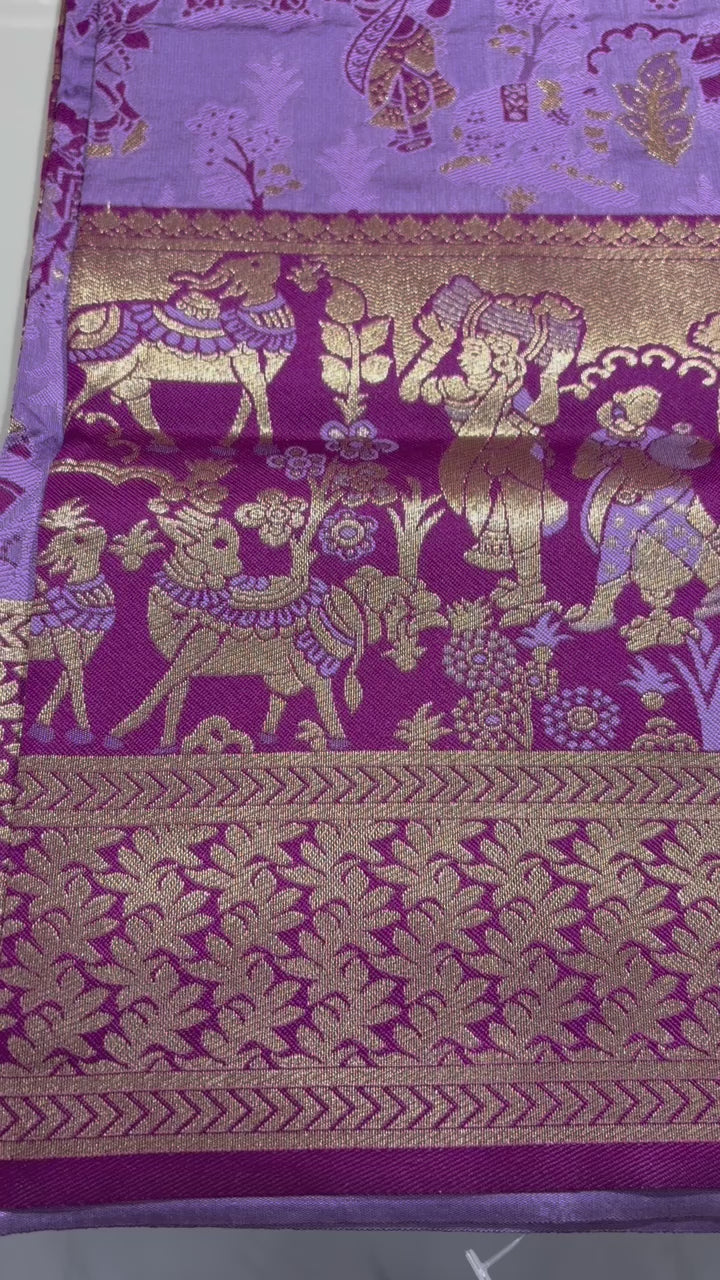 Kanjivaram Silk Saree – Purple & Magenta